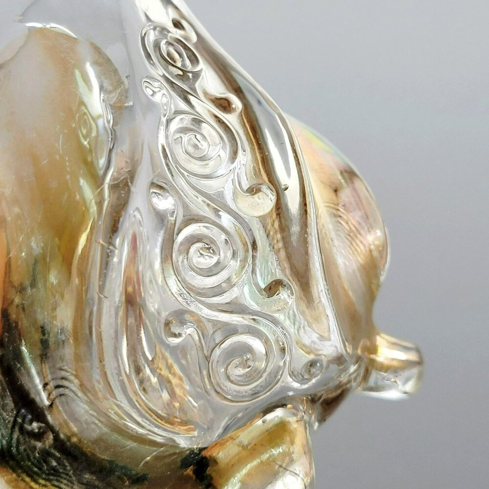 Antique EAPG Fostoria Wedding Bells Footed Creamer Clear & Gold USA c1900-03 - Picture 7 of 11